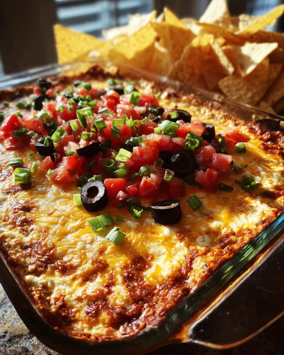 New Year Cheesy Taco Dip with Tri-Color Chips - detail 3