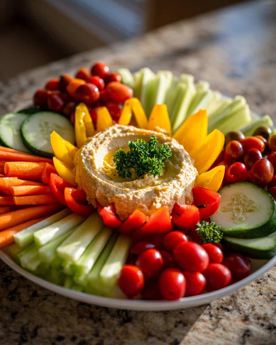 New Year Gold & Silver Veggie Platter with Hummus Star - detail 2