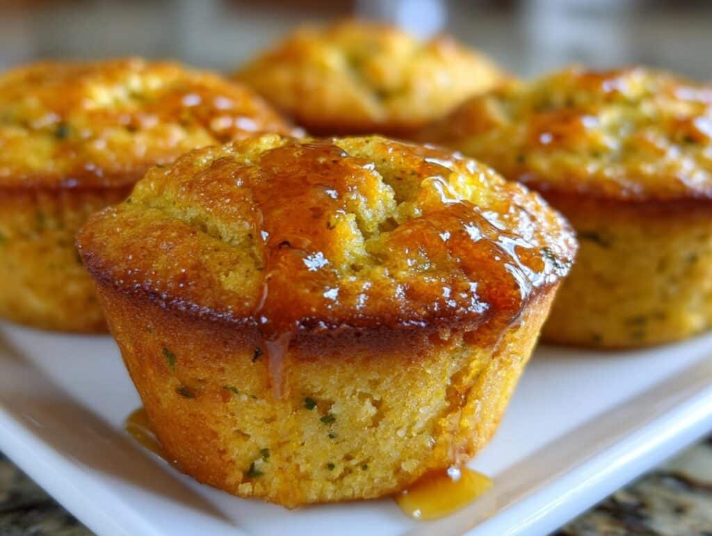 New Year Mini Cornbread Muffins with Jalapeño Honey