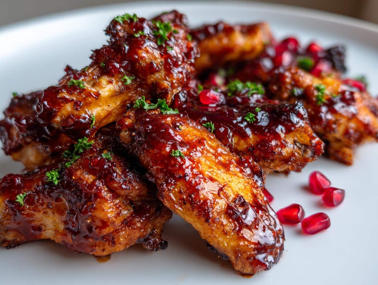 New Year Pomegranate-Glazed Chicken Wings