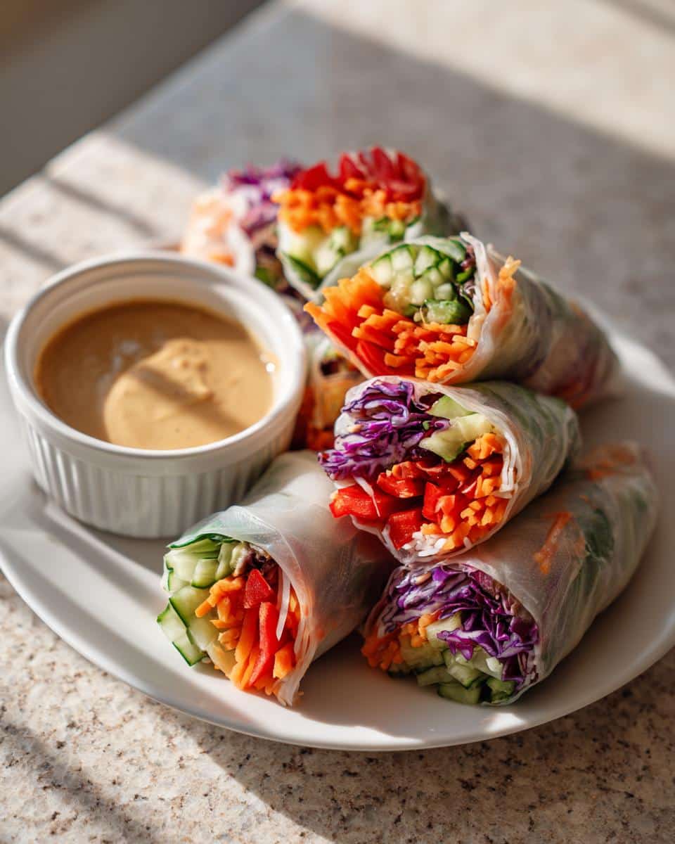 New Year Rainbow Spring Rolls with Peanut Sauce - detail 1