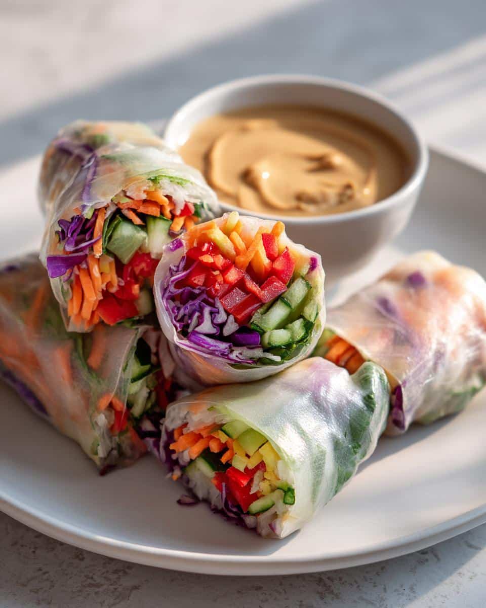 New Year Rainbow Spring Rolls with Peanut Sauce - detail 2
