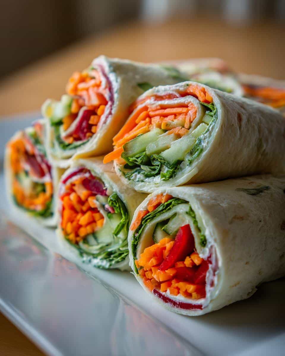 New Year Rainbow Veggie Pinwheels with Cranberry Cream Cheese - detail 4