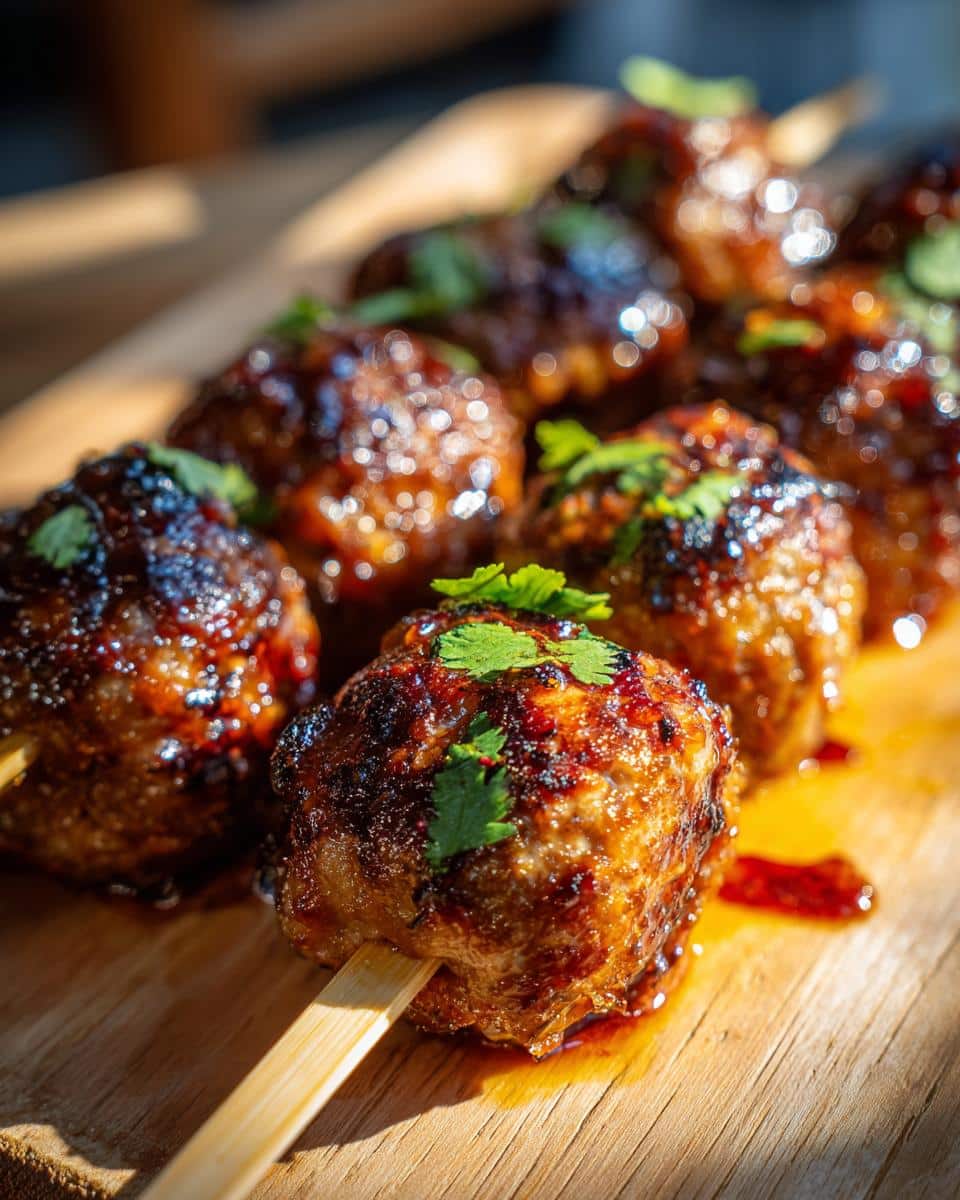 New Year Thai Coconut Curry Meatball Skewers - detail 2