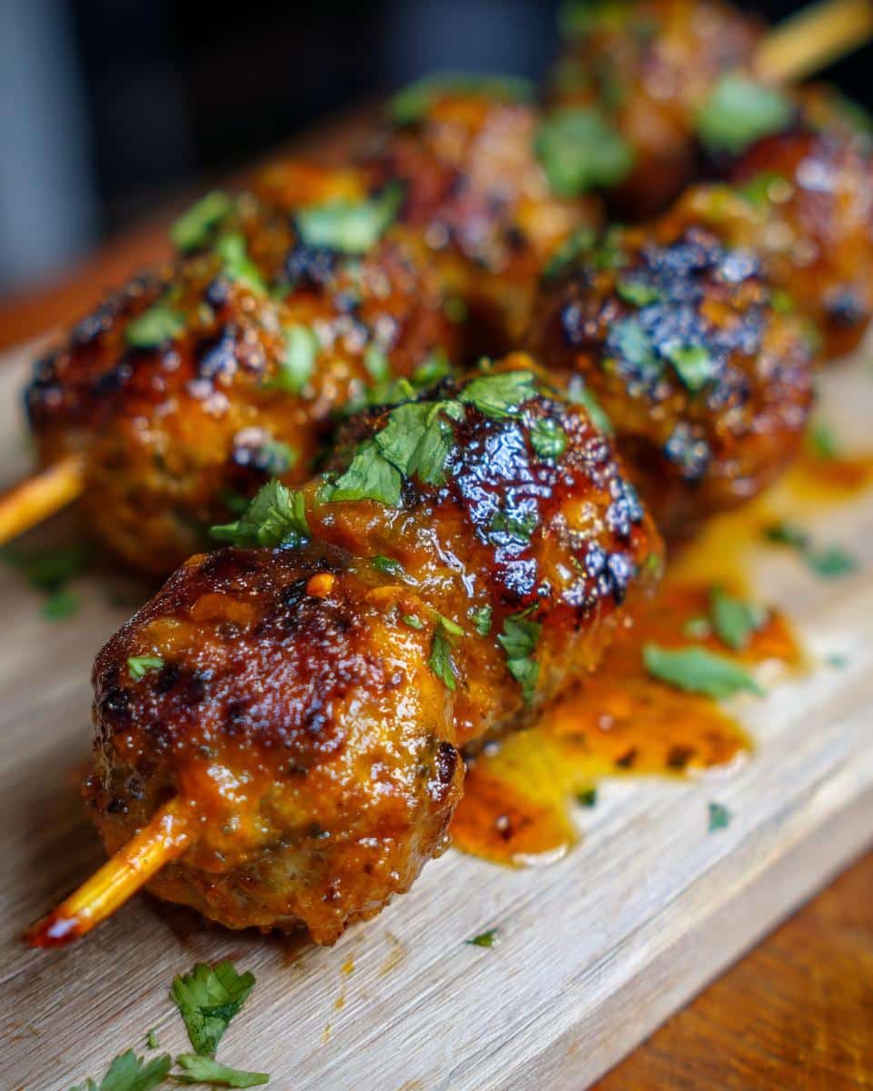 New Year Thai Coconut Curry Meatball Skewers - detail 3