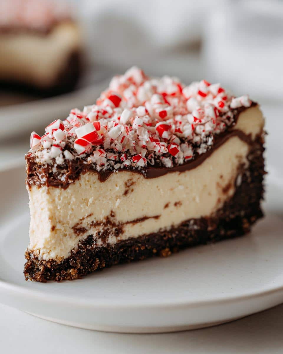Peppermint-Chocolate Christmas Cheesecake - detail 1