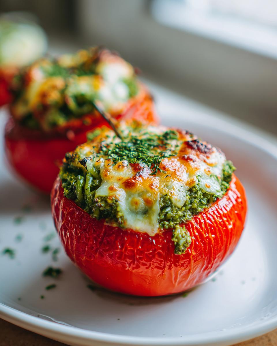 Pesto Pasta Stuffed Tomatoes - detail 2