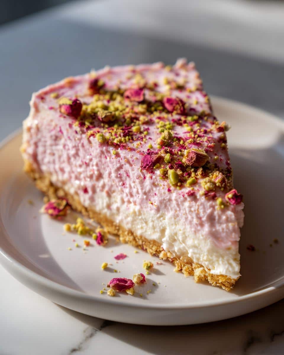 Pistachio-Rose Christmas Cheesecake - detail 2