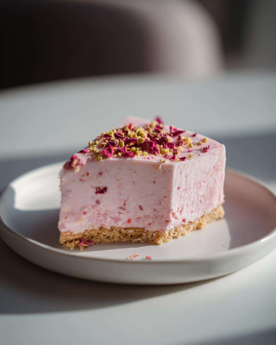 Pistachio-Rose Christmas Cheesecake - detail 3
