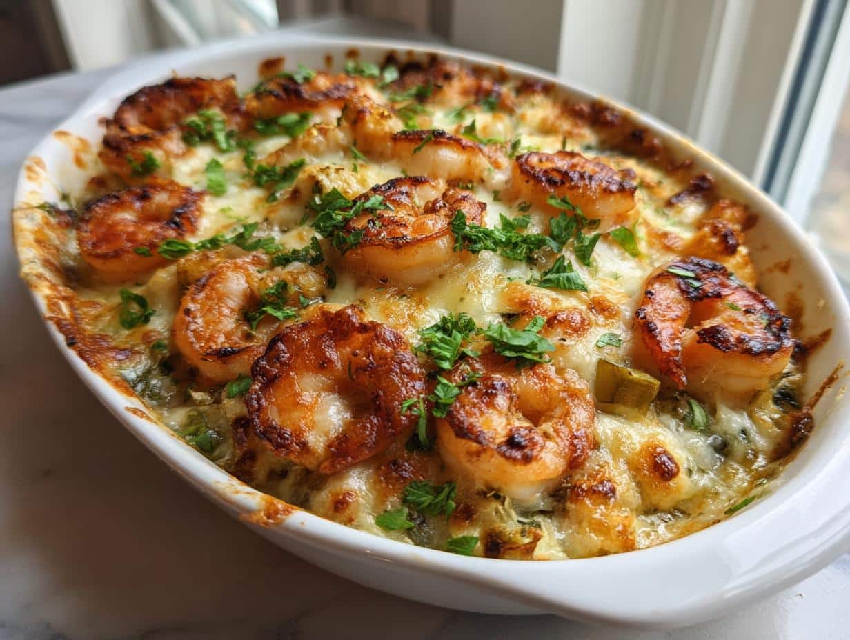 Baked Shrimp with Cheesy Winter Vegetables