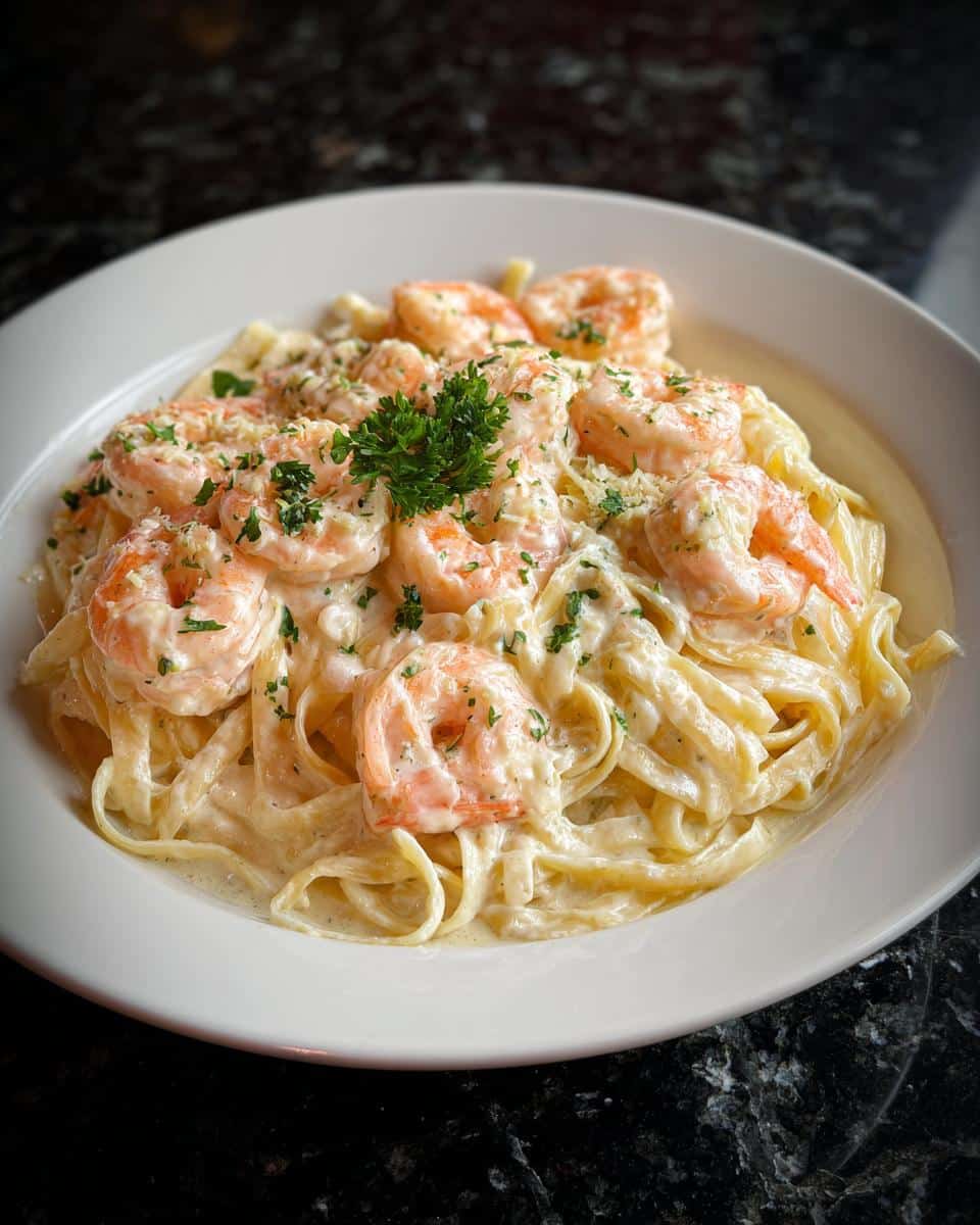 Creamy Garlic Shrimp Alfredo Pasta - detail 1