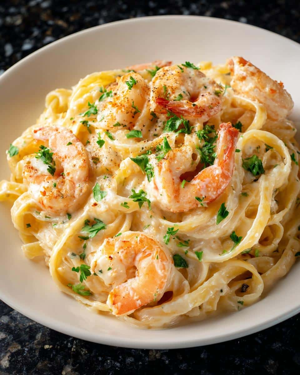 Creamy Garlic Shrimp Alfredo Pasta - detail 3