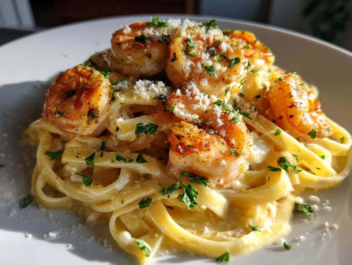 Creamy Lemon Garlic Shrimp Pasta