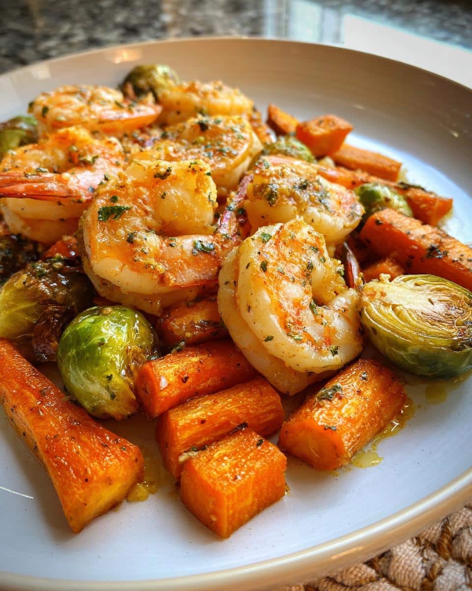 Garlic Butter Shrimp with Roasted Winter Vegetables - detail 1