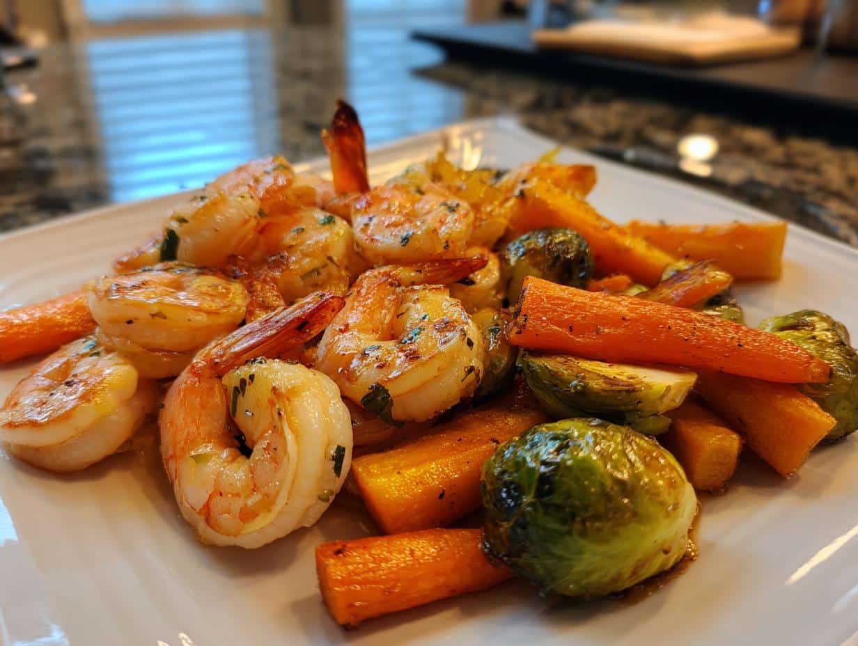Garlic Butter Shrimp with Roasted Winter Vegetables