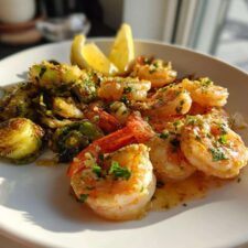 Garlic Parmesan Baked Shrimp with Brussels Sprouts: 20-Minute Magic