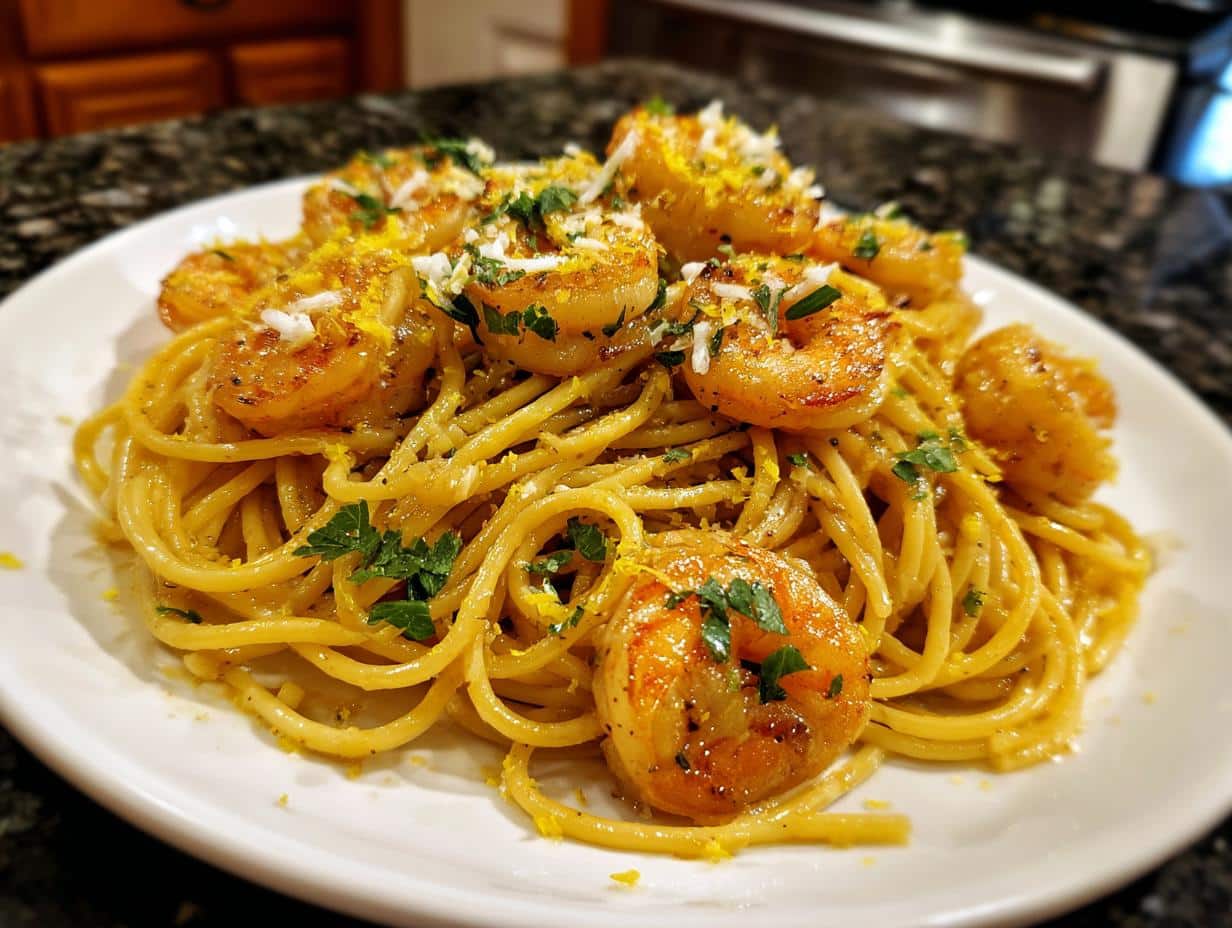 Lemon Butter Shrimp Spaghetti