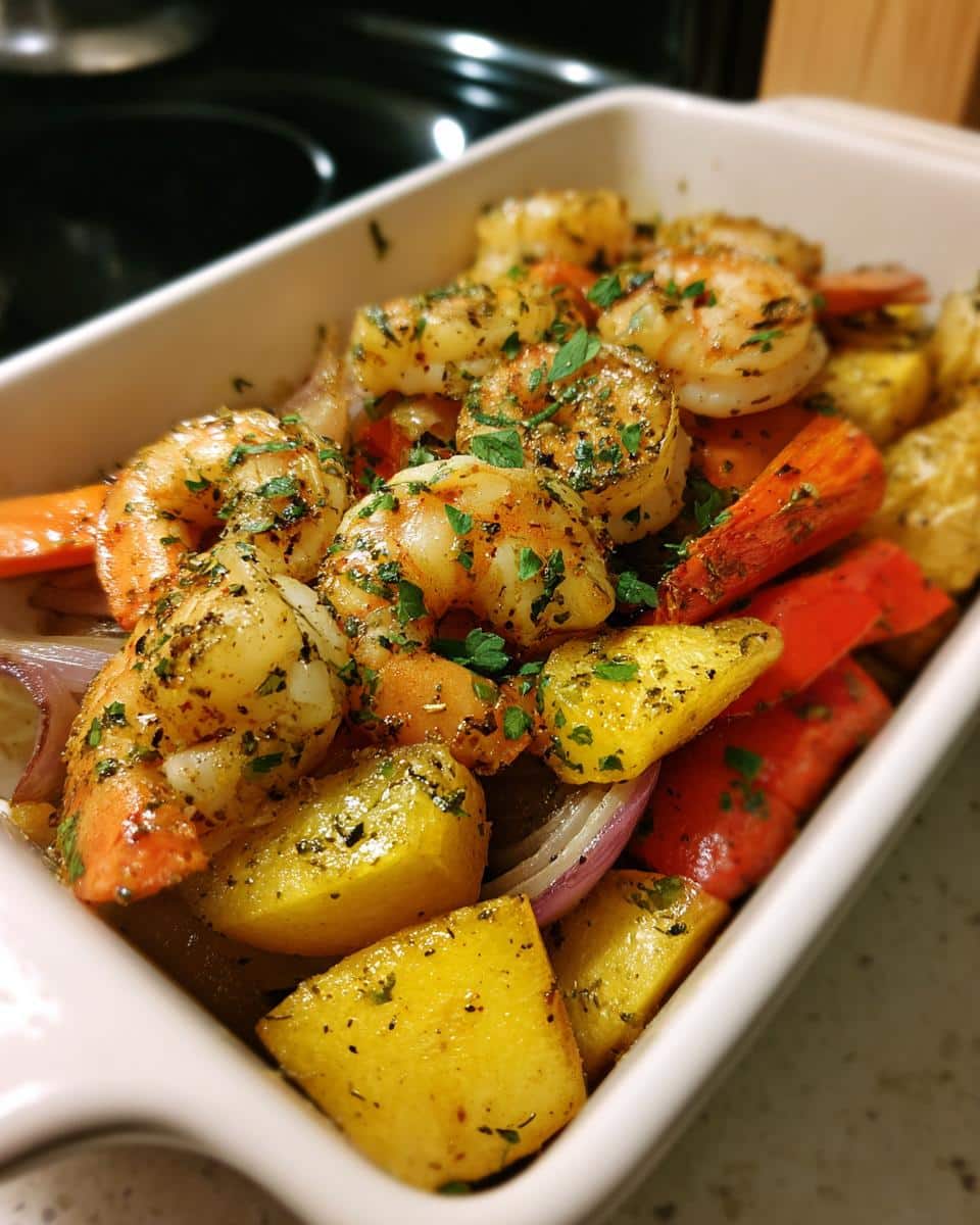 Lemon Herb Shrimp with Roasted Root Vegetables - detail 3