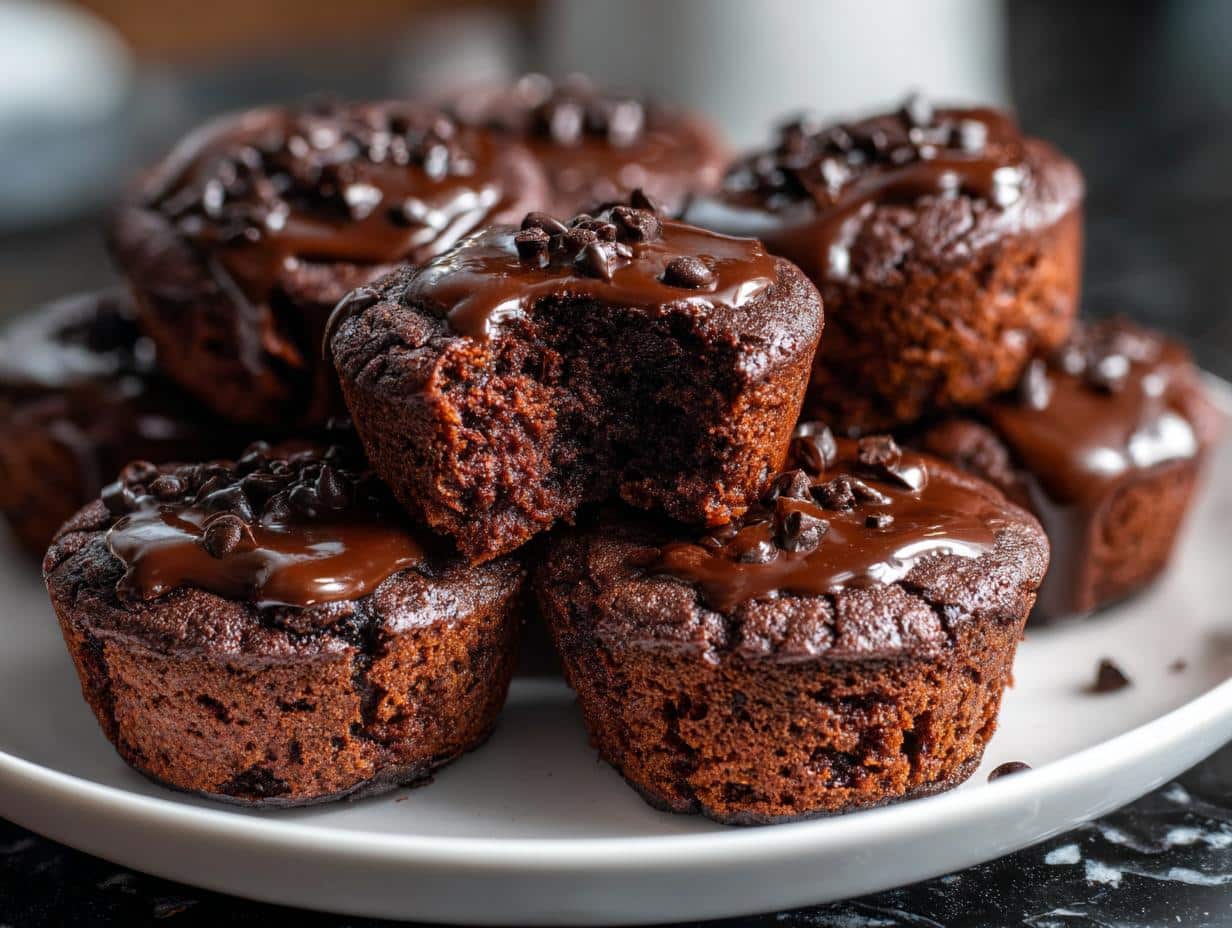 Mini brownie bites with ganache
