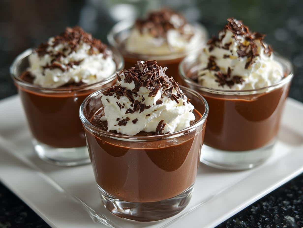 Mini chocolate pudding shots