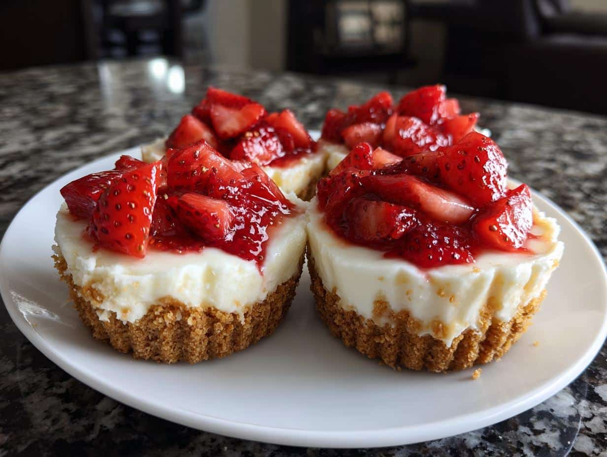Mini strawberry cheesecake cups