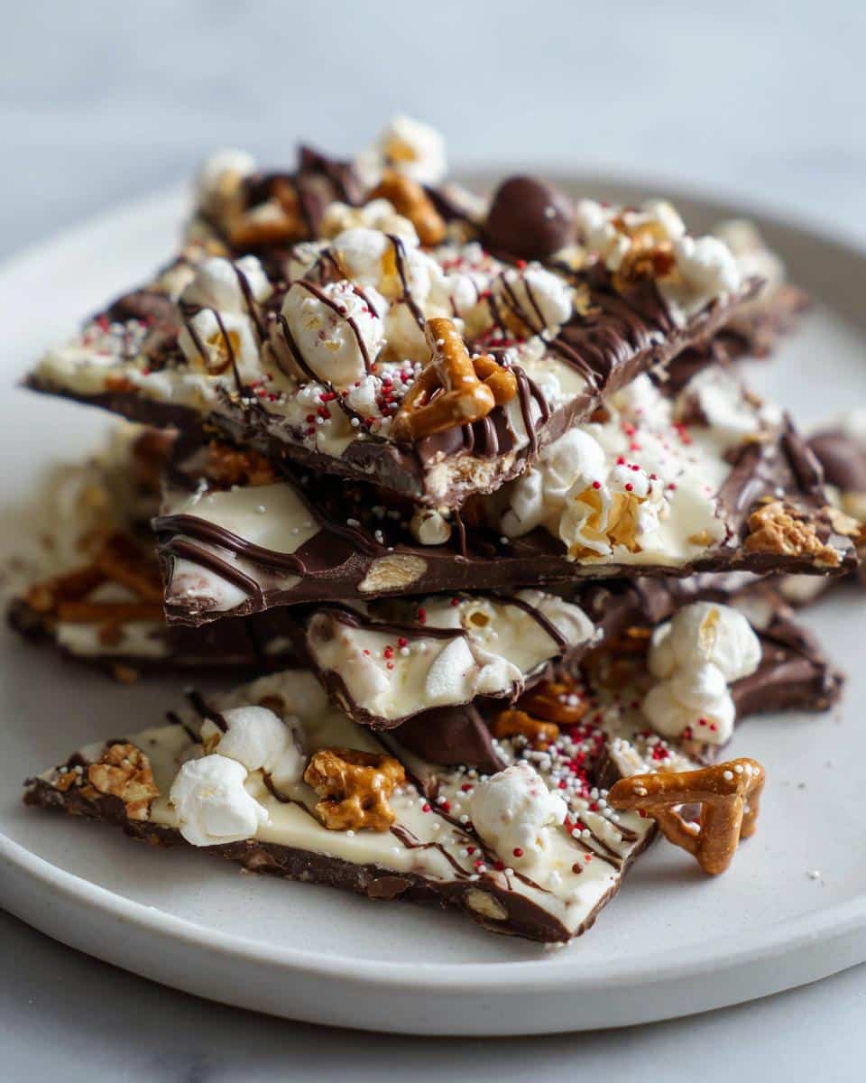 New Year Festive Popcorn Chocolate Bark - detail 1