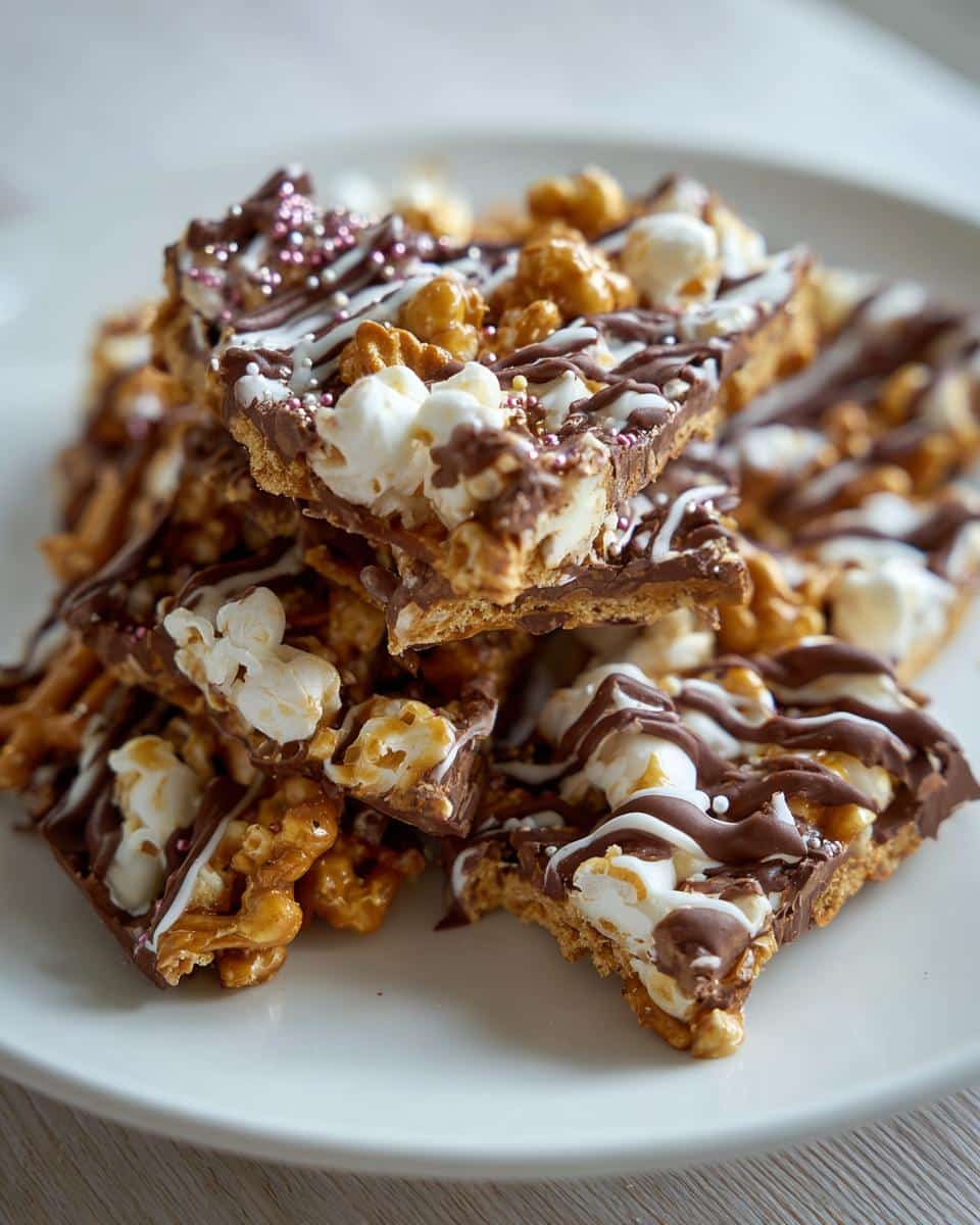 New Year Festive Popcorn Chocolate Bark - detail 3