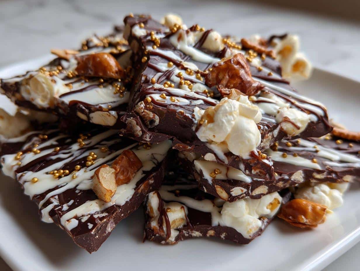 New Year Festive Popcorn Chocolate Bark
