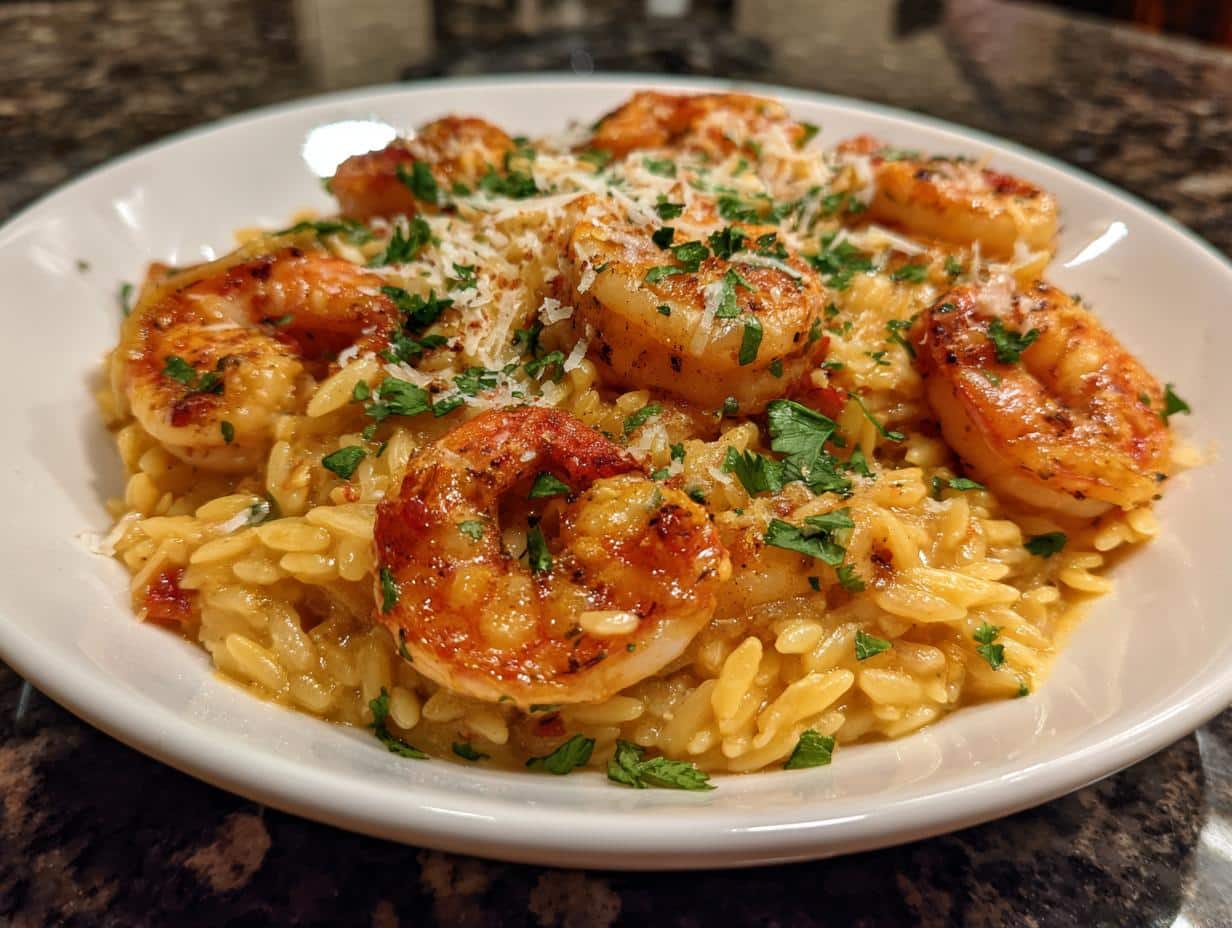 Shrimp Parmesan Orzo Skillet