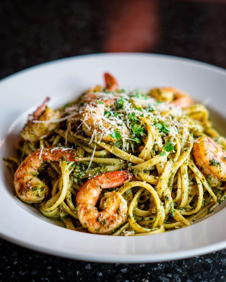 Shrimp Pesto Linguine - detail 1