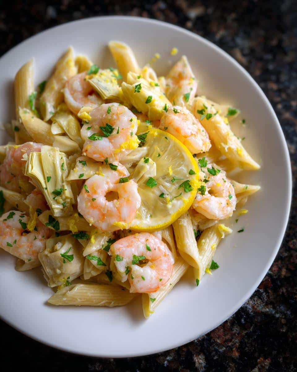 Shrimp and Artichoke Lemon Pasta - detail 2