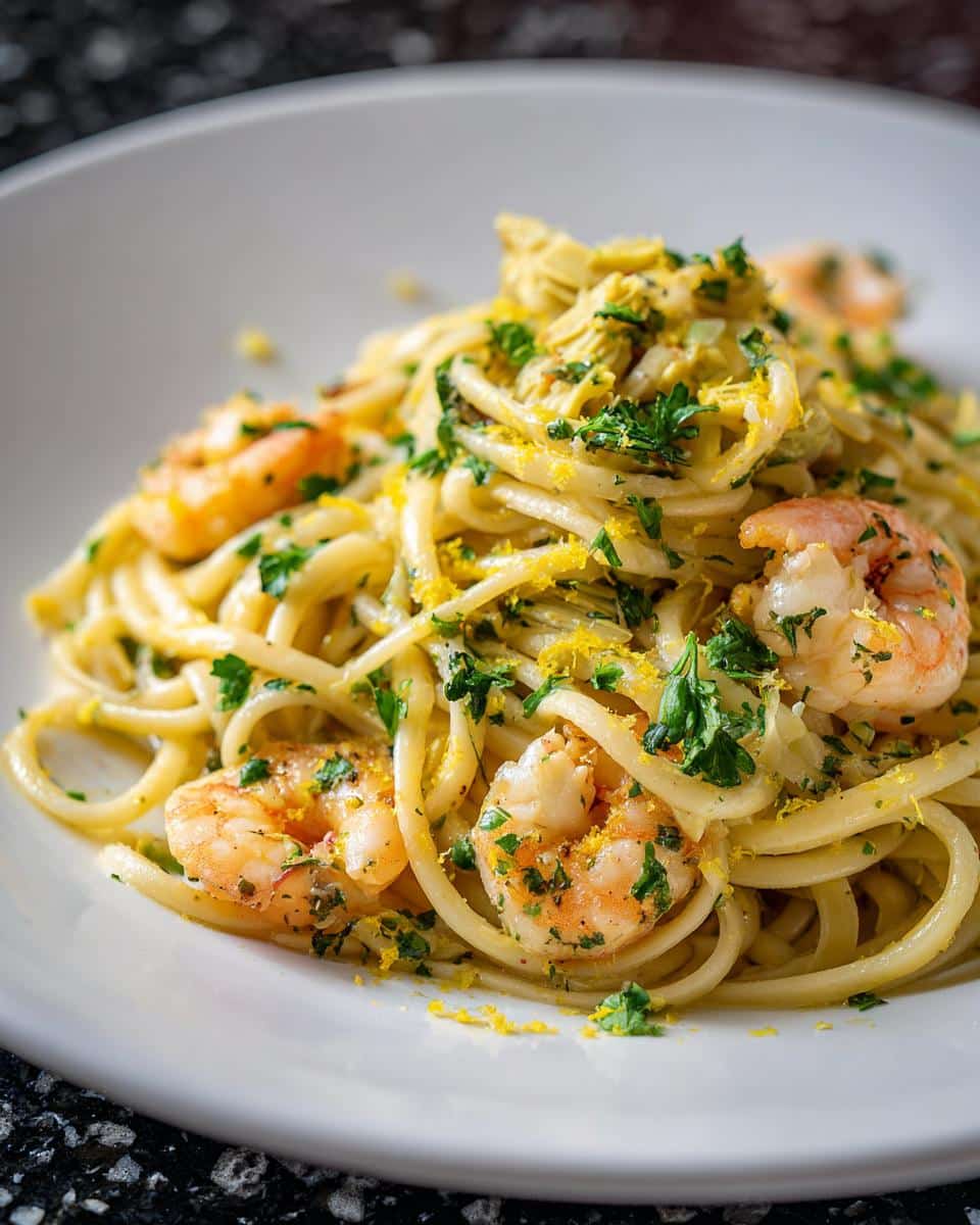 Shrimp and Artichoke Lemon Pasta - detail 3