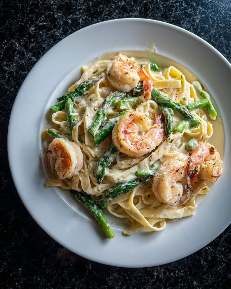 Shrimp and Asparagus Alfredo - detail 1