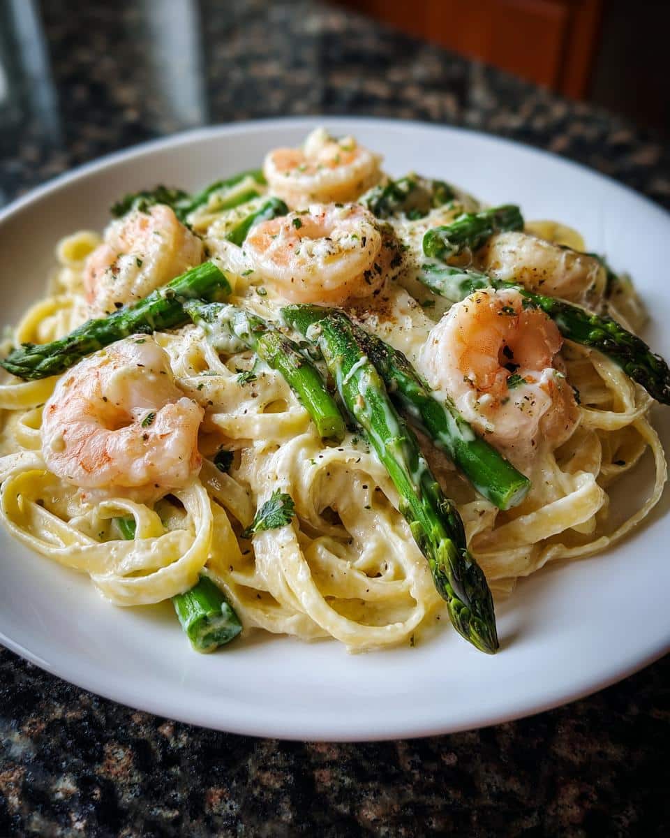 Shrimp and Asparagus Alfredo - detail 2