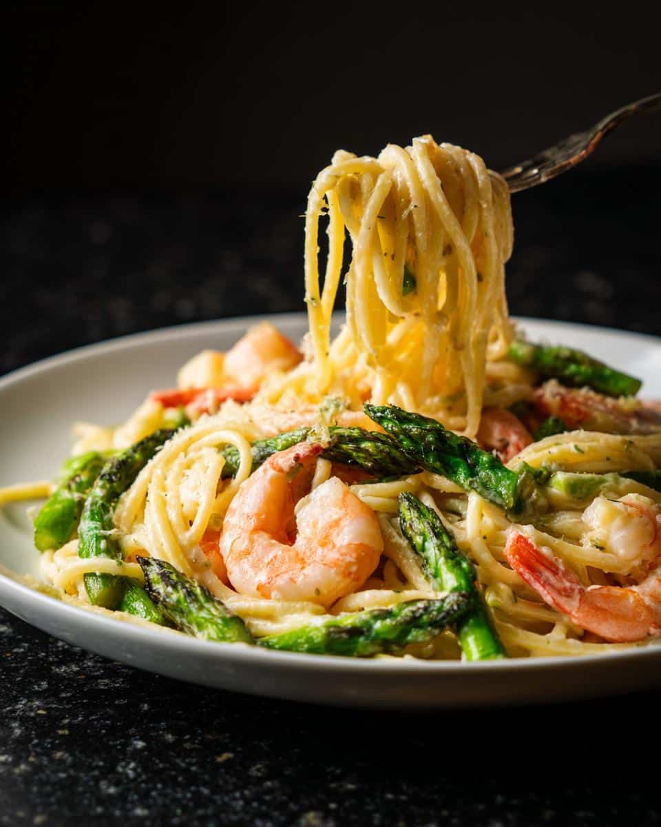 Shrimp and Asparagus Cream Cheese Pasta - detail 1