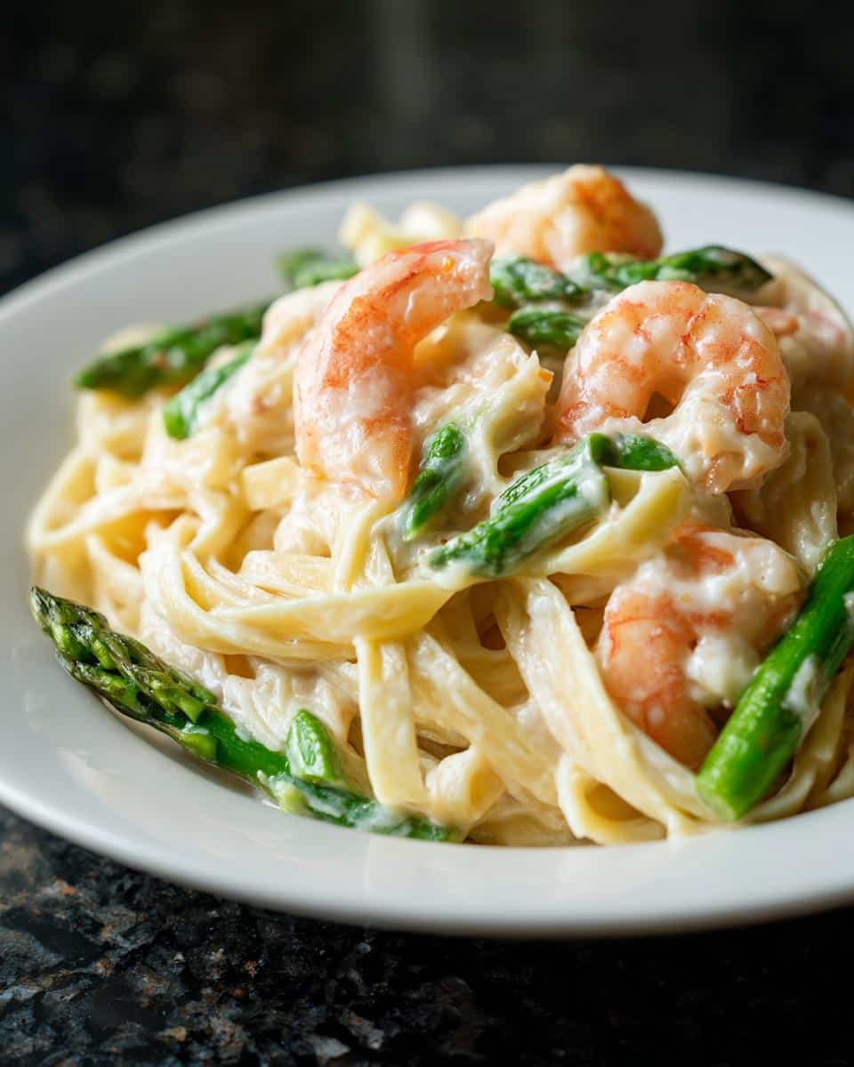 Shrimp and Asparagus Cream Cheese Pasta - detail 2