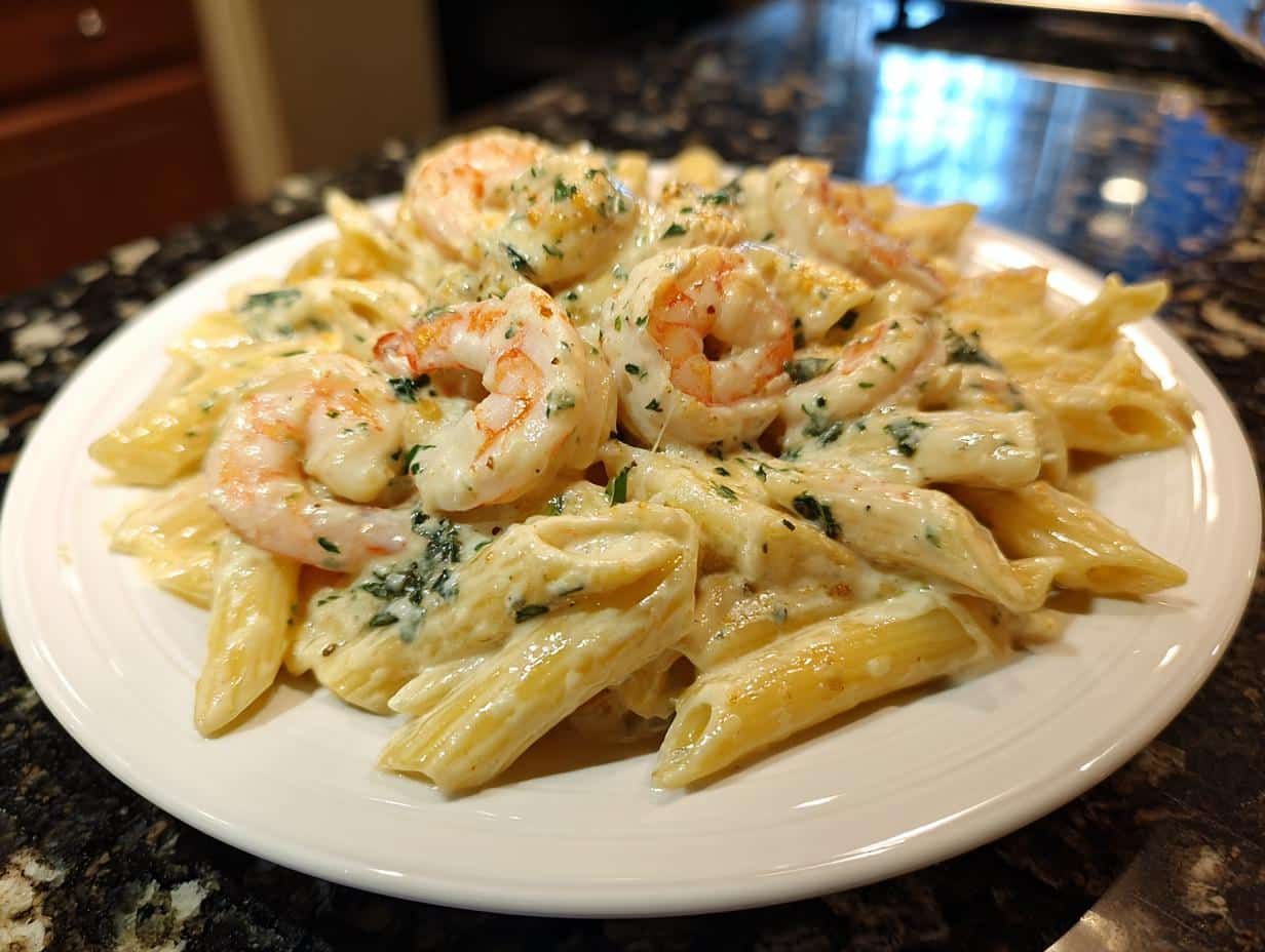 Shrimp and Basil Cream Penne