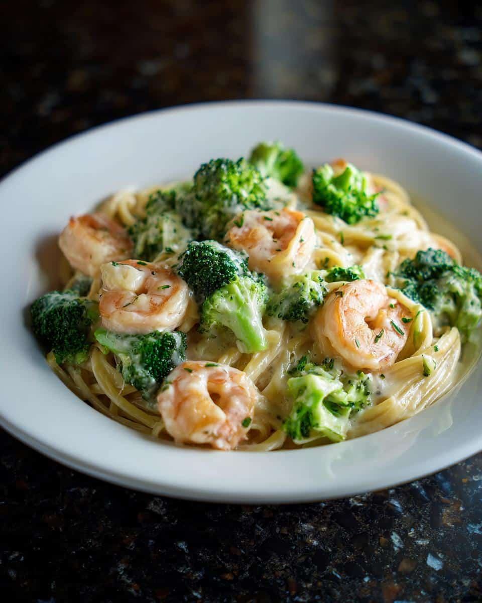Shrimp and Broccoli White Sauce Pasta - detail 1