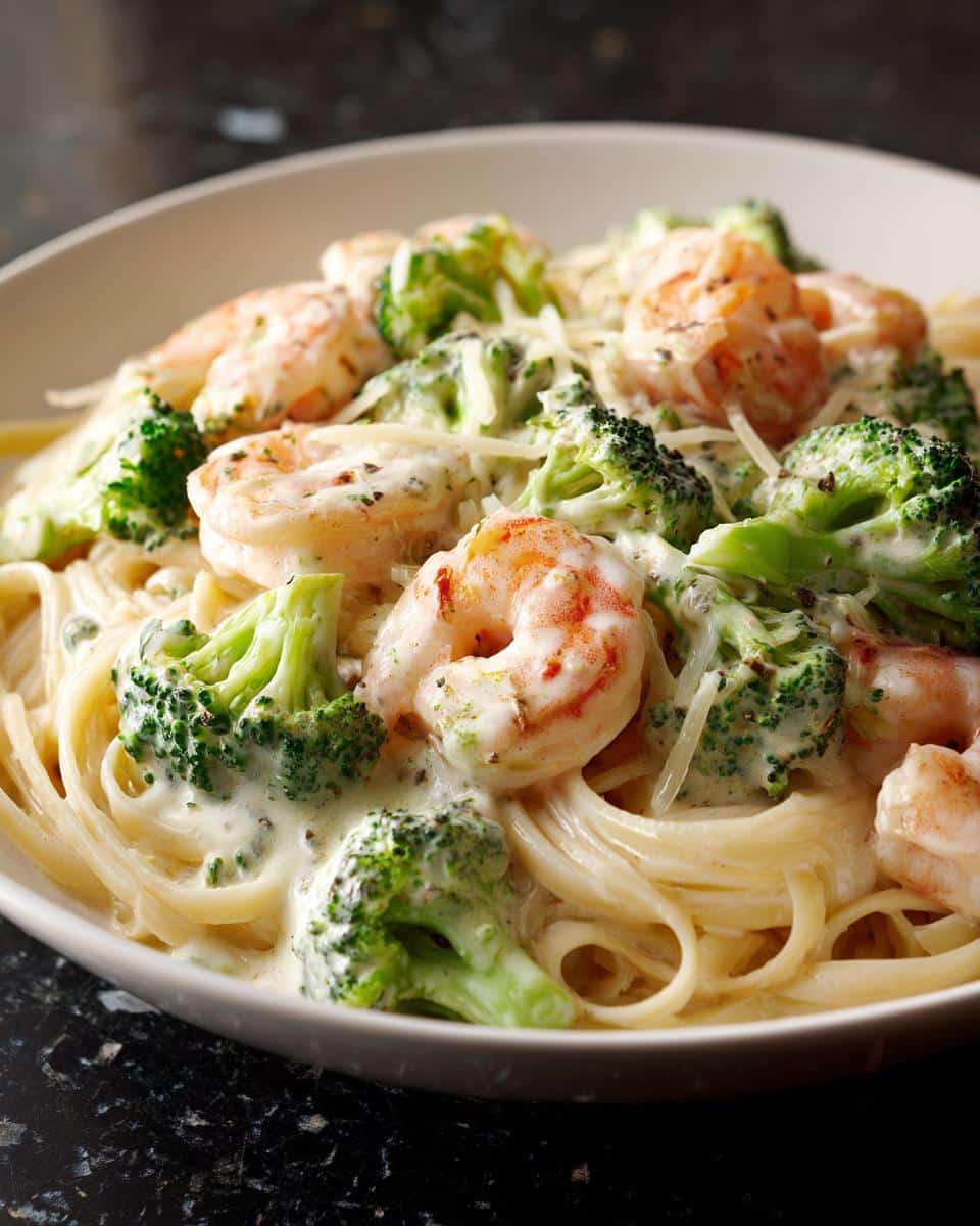 Shrimp and Broccoli White Sauce Pasta - detail 2