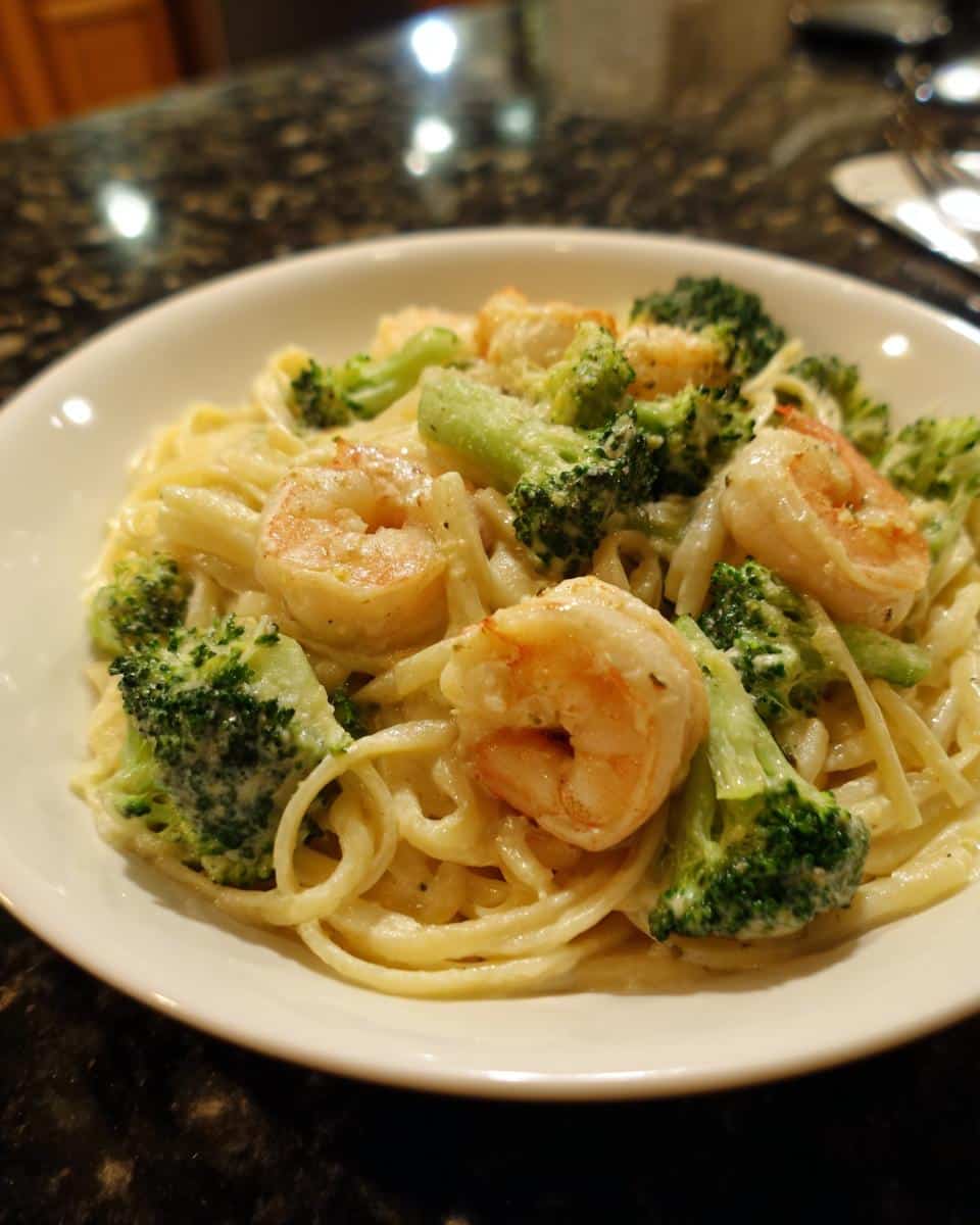 Shrimp and Broccoli White Sauce Pasta - detail 3