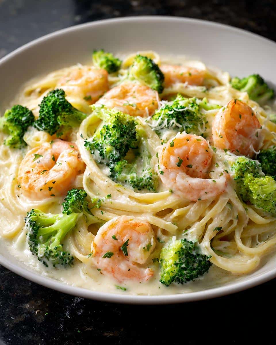 Shrimp and Broccoli White Sauce Pasta - detail 4