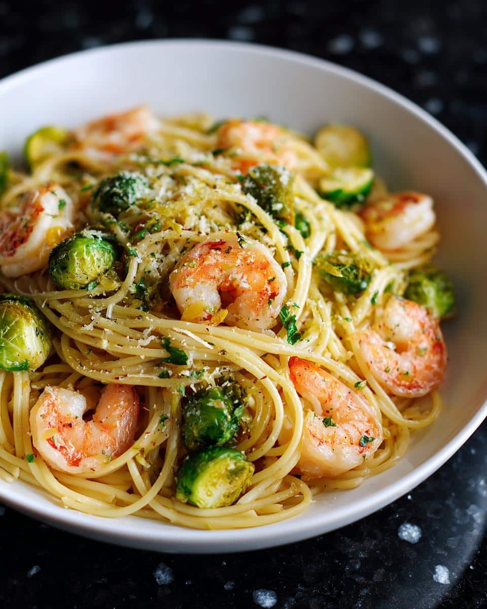 Shrimp and Brussels Sprouts Pasta - detail 2