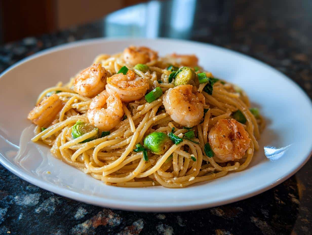 Shrimp and Brussels Sprouts Pasta
