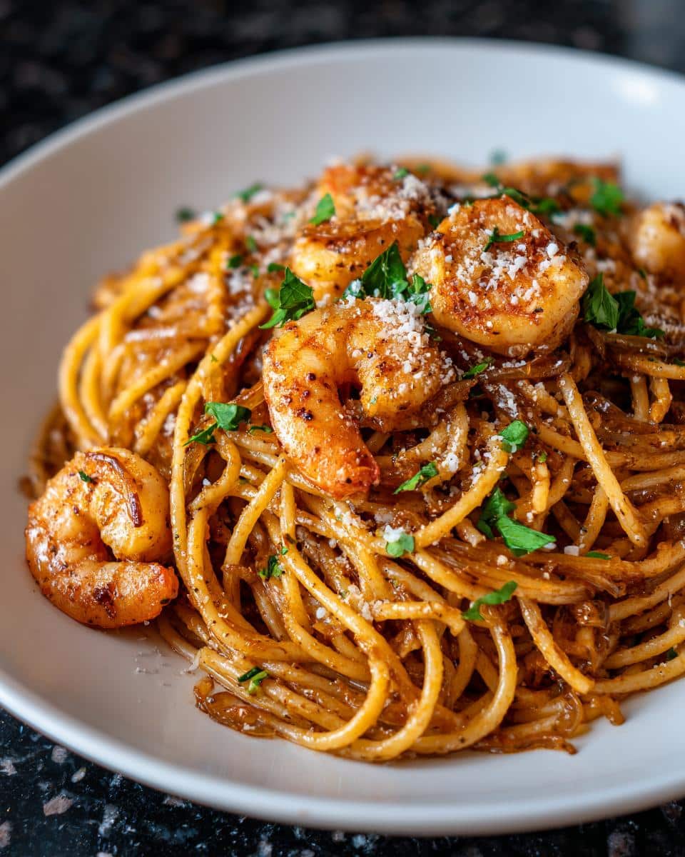 Shrimp and Caramelized Onion Pasta - detail 1