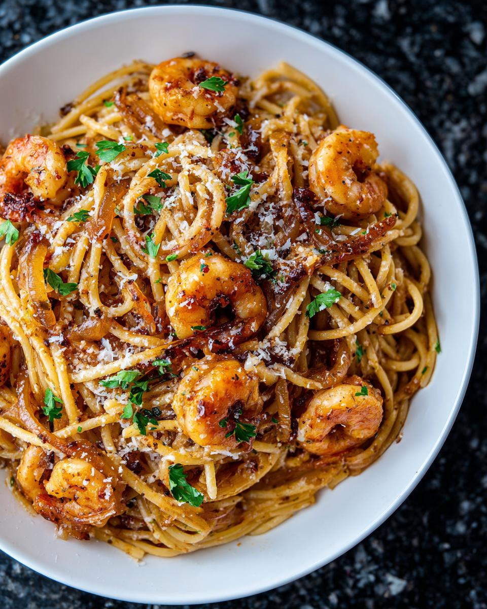 Shrimp and Caramelized Onion Pasta - detail 2