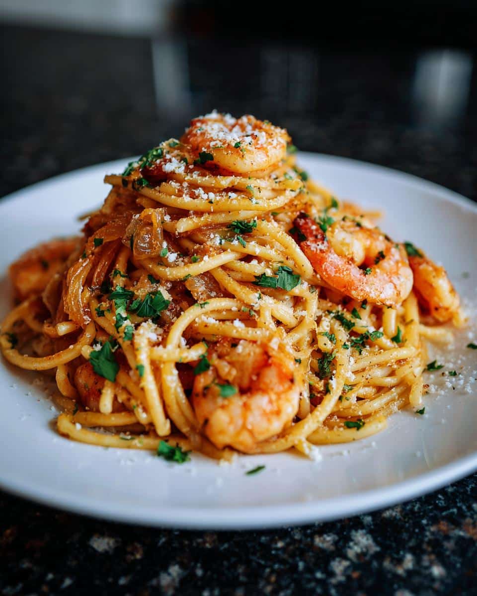 Shrimp and Caramelized Onion Pasta - detail 3