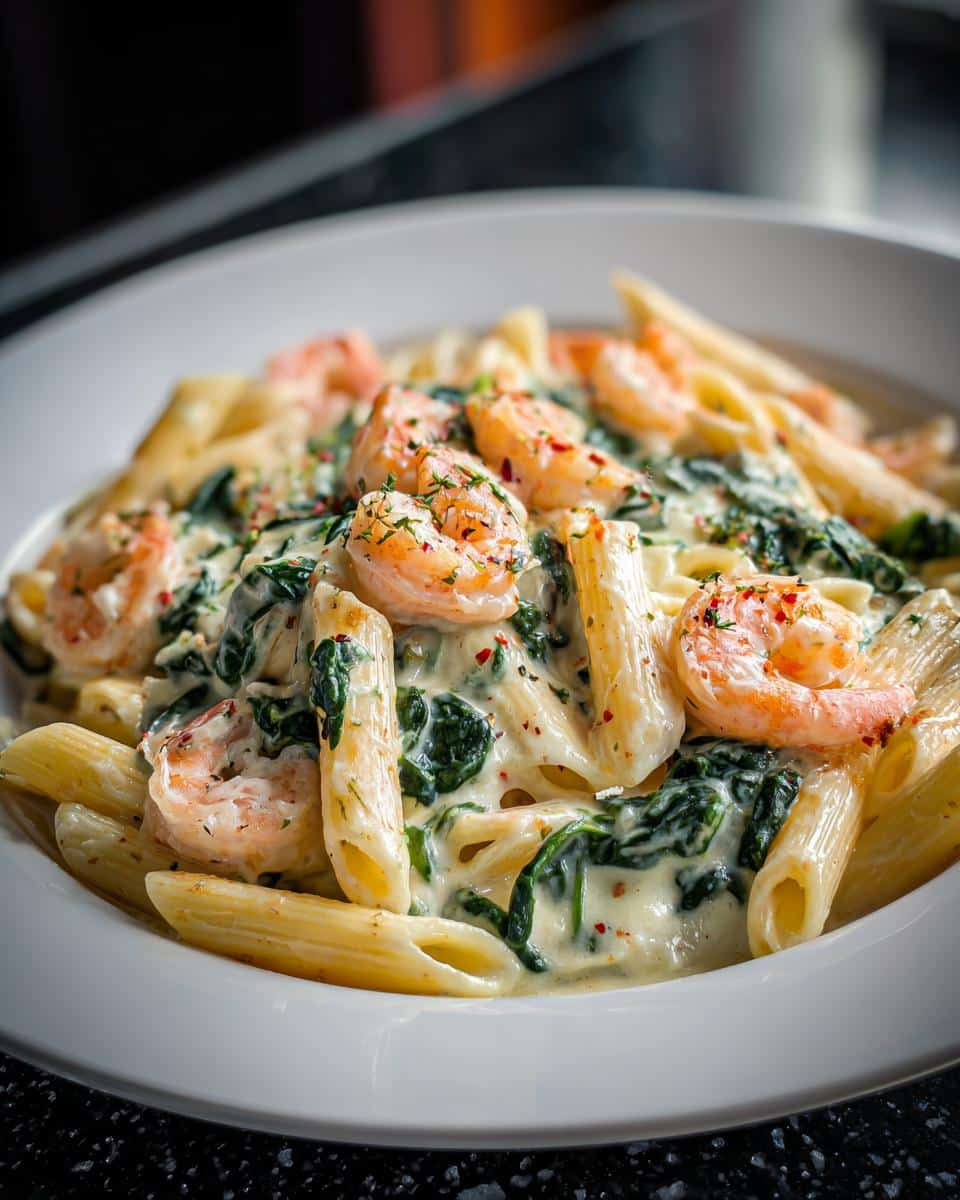 Shrimp and Cheesy Spinach Penne - detail 2