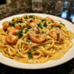 Shrimp and Creamy Mozzarella Pasta