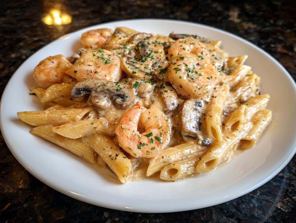 Shrimp and Creamy Mushroom Penne