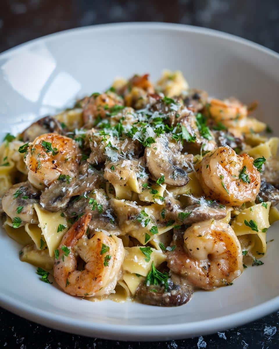 Shrimp and Creamy Mushroom Tagliatelle - detail 1